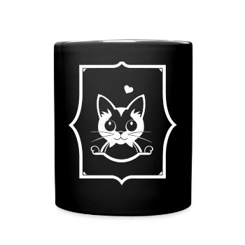 Funny Cat Silhouette Cheeky Fun Cats - Full Colour Mug - black - Front