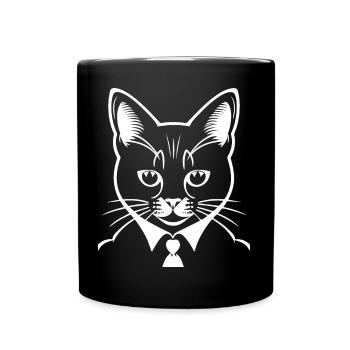 Funny Cat Silhouette Cheeky Fun Cats - Full Colour Mug - black - Front