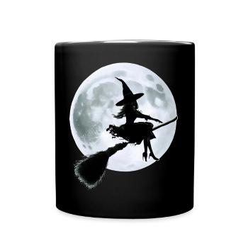 Sorcière sur balai - Mug uni - noir - Devant