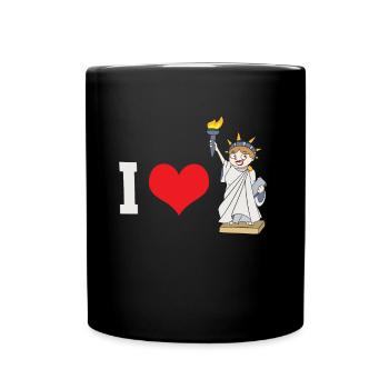 I Love New York City Freiheitsstatue Cartoon - Tasse einfarbig - Schwarz - Vorne