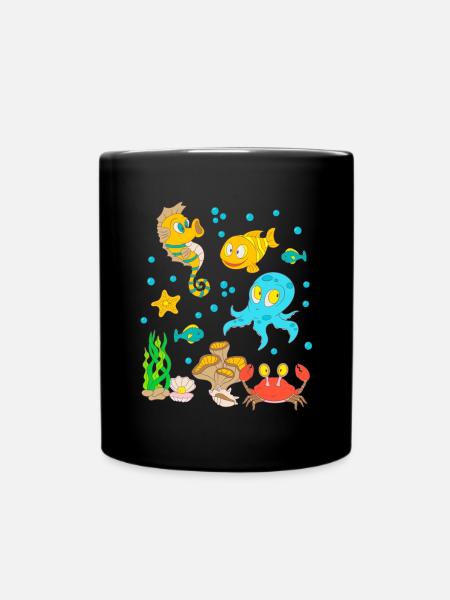 Unterwasser Tiere Meeresbewohner Aquarium Kinder - Tasse einfarbig - Schwarz