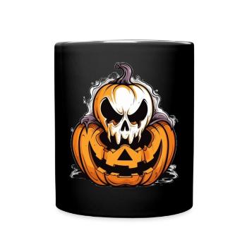 Citrouille effrayante avec motif de crâne - Mug uni - noir - Devant