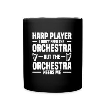 Harfe Musikinstrument Harfenist Orchester Geschenk - Tasse einfarbig - Schwarz - Vorne