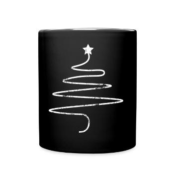Vintage Christmas Tree Retro Merry Christmas - Full Colour Mug - black - Front