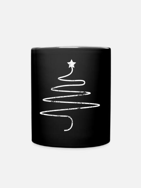 Vintage Weihnachtsbaum Retro Frohe Weihnachten - Tasse einfarbig - Schwarz