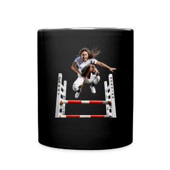 Hobby Horsing mit Hindernis - Tasse einfarbig - Schwarz - Vorne