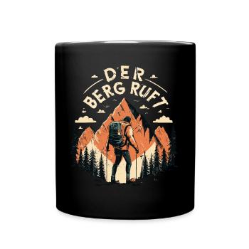 Bergwandern Wander Motiv Der Berg Ruft - Tasse einfarbig - Schwarz - Vorne
