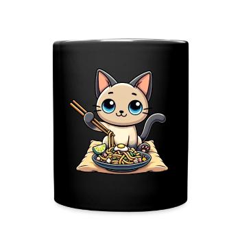 Chat Siamois Kawaii Pad Thaï Purrfection - Mug uni - noir - Devant