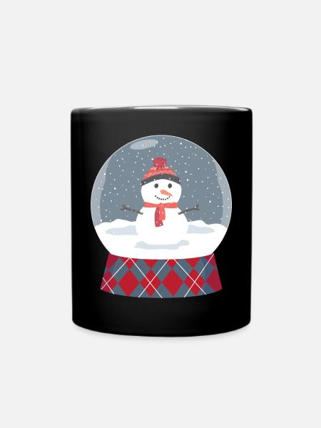 Boule de verre avec bonhomme de neige - Mug uni - noir