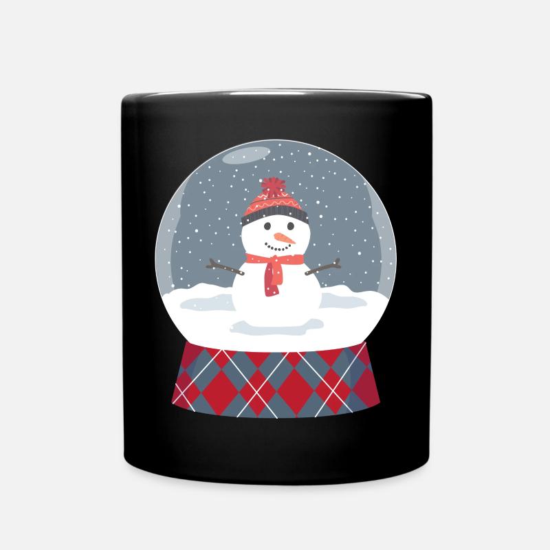 Glass ball with snowman - Full Colour Mug - black
