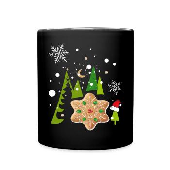 Advent, Pfefferkuchen, Kekse - Tasse einfarbig - Schwarz - Vorne