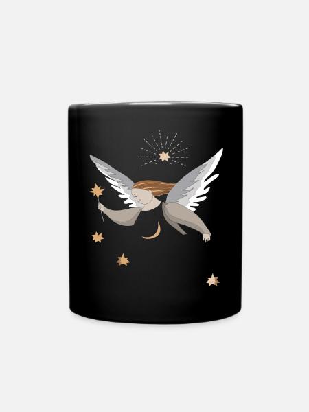 Weihnachtsengel, Merry Christmas - Tasse einfarbig - Schwarz