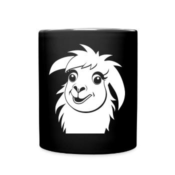 Lustige Lama Silhouette Freche Spaß Lamas - Tasse einfarbig - Schwarz - Vorne