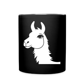 Lustige Lama Silhouette Freche lustige Lamas - Tasse einfarbig - Schwarz - Vorne
