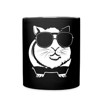 Lustiges Meerschweinchen mit Sonnenbrille Meerschweinchen - Tasse einfarbig - Schwarz - Vorne