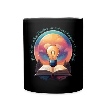 Bücher Nerd - Tasse einfarbig - Schwarz - Vorne