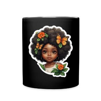 Natürliche African Beauty Illustration - Tasse einfarbig - Schwarz - Vorne