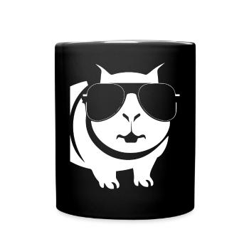 Cochon d’Inde drôle avec des lunettes de soleil Cochons d’Inde - Mug uni - noir - Devant