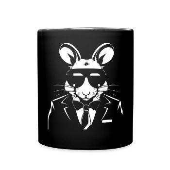 Lustige ausgefallene Ratten mit Sonnenbrille Haustier Ratte - Tasse einfarbig - Schwarz - Vorne