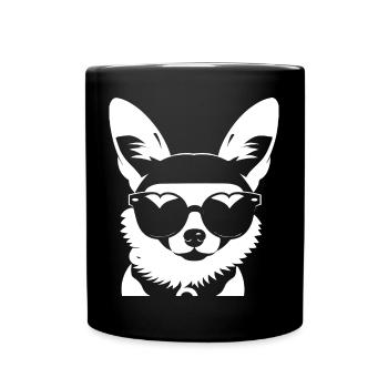 Drôle Chihuahua portant des lunettes de soleil Chihuahuas - Mug uni - noir - Devant