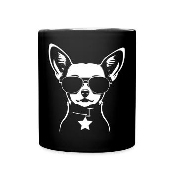 Lustiger Chihuahua mit Sonnenbrille Chihuahuas - Tasse einfarbig - Schwarz - Vorne