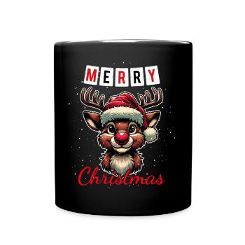 Merry Christmas with Rudolph: Festive Design - Full Colour Mug - black - Front