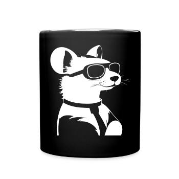 Frettchen mit Sonnenbrille Coole Frettchen - Tasse einfarbig - Schwarz - Vorne