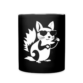 Funny Squirrel Wearing Sunglasses Squirrels - Full Colour Mug - black - Front