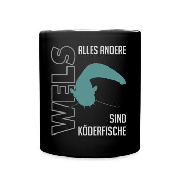 Wels angeln Waller fischen Sportfischen auf Wels - Tasse einfarbig - Schwarz - Vorne