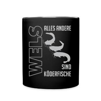 Wels angeln Waller fischen Sportfischen auf Wels - Tasse einfarbig - Schwarz - Vorne