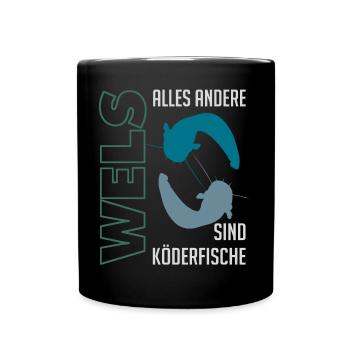 Wels angeln Waller fischen Sportfischen auf Wels - Tasse einfarbig - Schwarz - Vorne