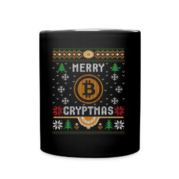 Merry Cryptmas Bitcoin Christmas - Full Colour Mug - black - Front