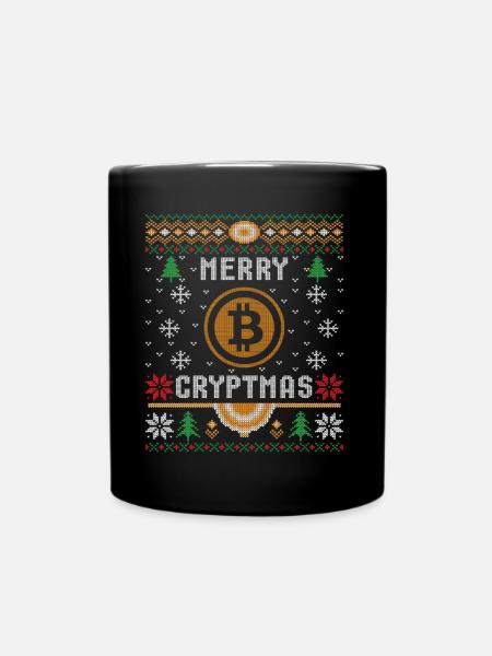 Merry Cryptmas Bitcoin Christmas - Full Colour Mug - black