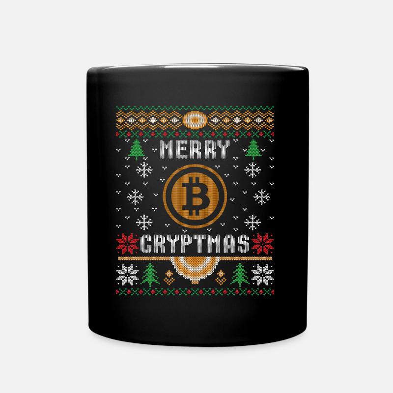 Merry Cryptmas Bitcoin Christmas - Full Colour Mug - black