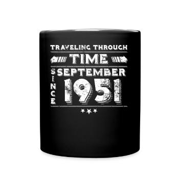 Vintage Zeitreise Geburtstags Design September 195 - Tasse einfarbig - Schwarz - Vorne
