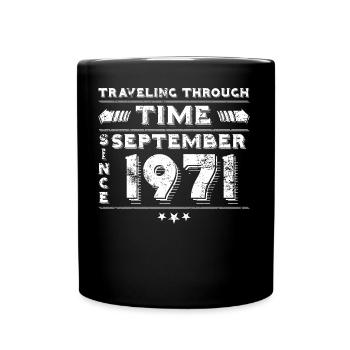 Vintage Zeitreise Geburtstags Design September 197 - Tasse einfarbig - Schwarz - Vorne
