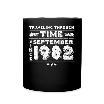 Vintage Zeitreise Geburtstags Design September 198 - Tasse einfarbig - Schwarz - Vorne