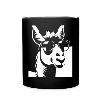 Drôle d’alpaga portant des lunettes de soleil cool alpagas - Mug uni - noir - Devant