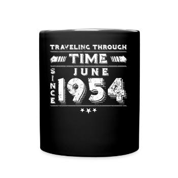 Vintage Time Travel Birthday Design June 1954 - Full Colour Mug - black - Front