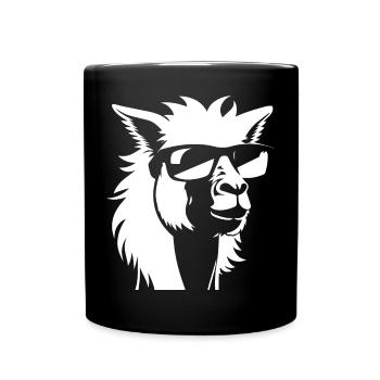 Lustiges Lama mit Sonnenbrille Coole Lamas - Tasse einfarbig - Schwarz - Vorne