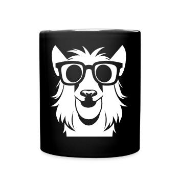 Lustiges Lama mit Sonnenbrille Coole Lamas - Tasse einfarbig - Schwarz - Vorne