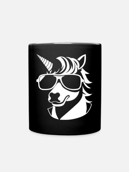 Licornes drôles portant des lunettes de soleil Licorne cool - Mug uni - noir