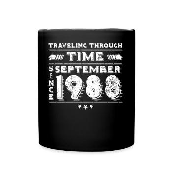 Vintage Zeitreise Geburtstags Design September 198 - Tasse einfarbig - Schwarz - Vorne