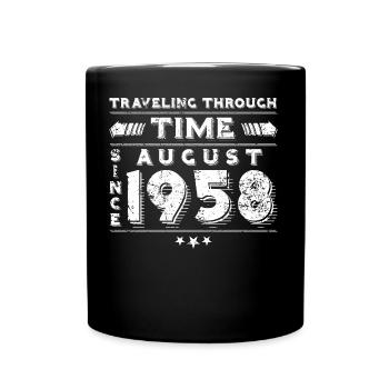 Vintage Zeitreise Geburtstags Design August 1958 - Tasse einfarbig - Schwarz - Vorne