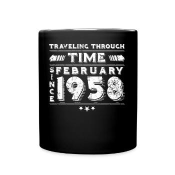 Vintage Zeitreise Geburtstags Design Februar 1958 - Tasse einfarbig - Schwarz - Vorne