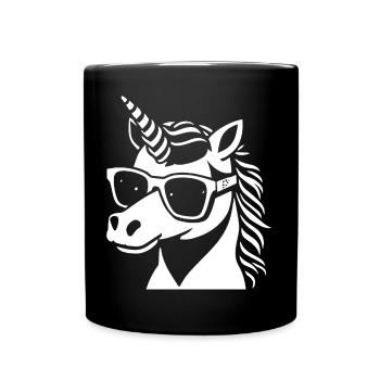 Licornes drôles portant des lunettes de soleil Licorne cool - Mug uni - noir - Devant