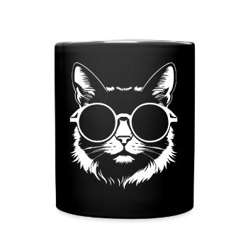 Funny Cat with Sunglasses Kitten Sunglas Cats - Full Colour Mug - black - Front