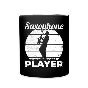 Funny saxophone player - Full Colour Mug - black - Front
