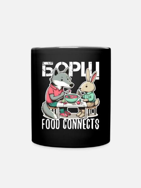 Borschtsch Borsch Wolf und Hase Geschenk - Tasse einfarbig - Schwarz