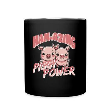 Ham-azing Piggy Power Pig love Farmer - Full Colour Mug - black - Front